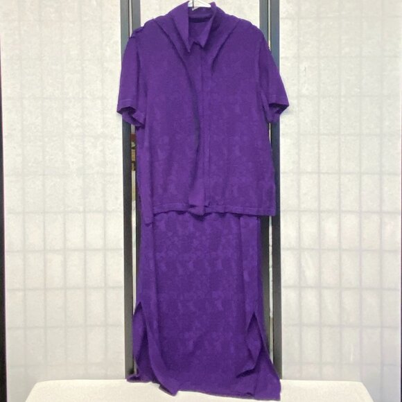 Karin Stevens Vintage Crinkle Sheath Tank Maxi Dress Short Sleeve Button Jacket - Picture 5 of 13